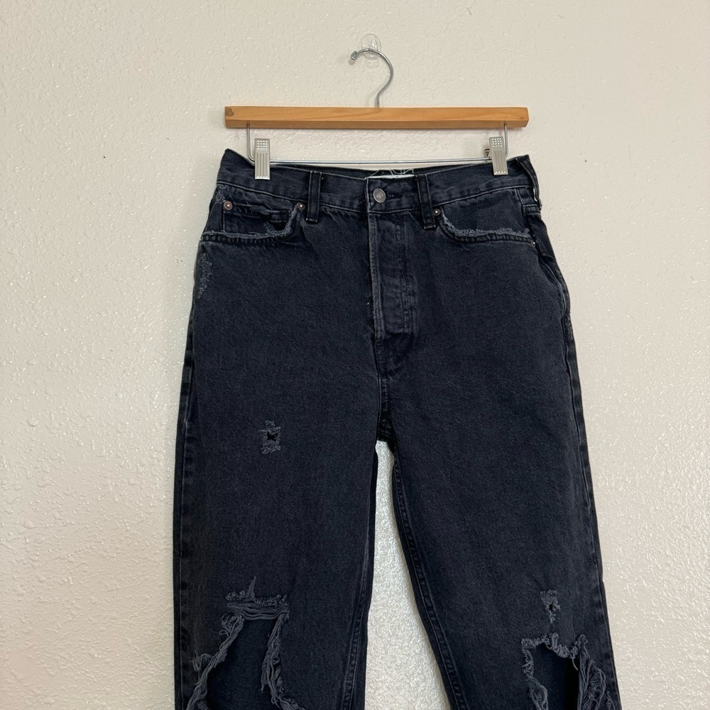 Free People We The Free Black Distressed High Rise Jeans - Picture 4 of 7